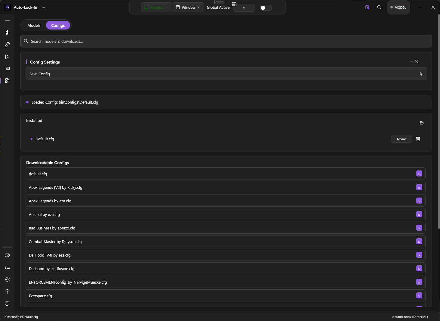 Configs view