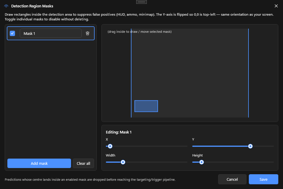 Detection Masks dialog